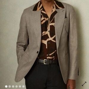 $540 NWT Reiss Clutch Mens Hopsak Blazer, Light Brown, Size 42R.